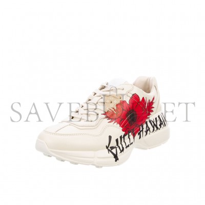 GUCCI WOMEN'S LEATHER FLORAL PRINT SNEAKERS 631708 